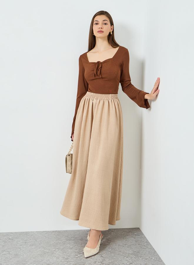 Styli Women Beige A-Line Maxi Skirt - Image 4